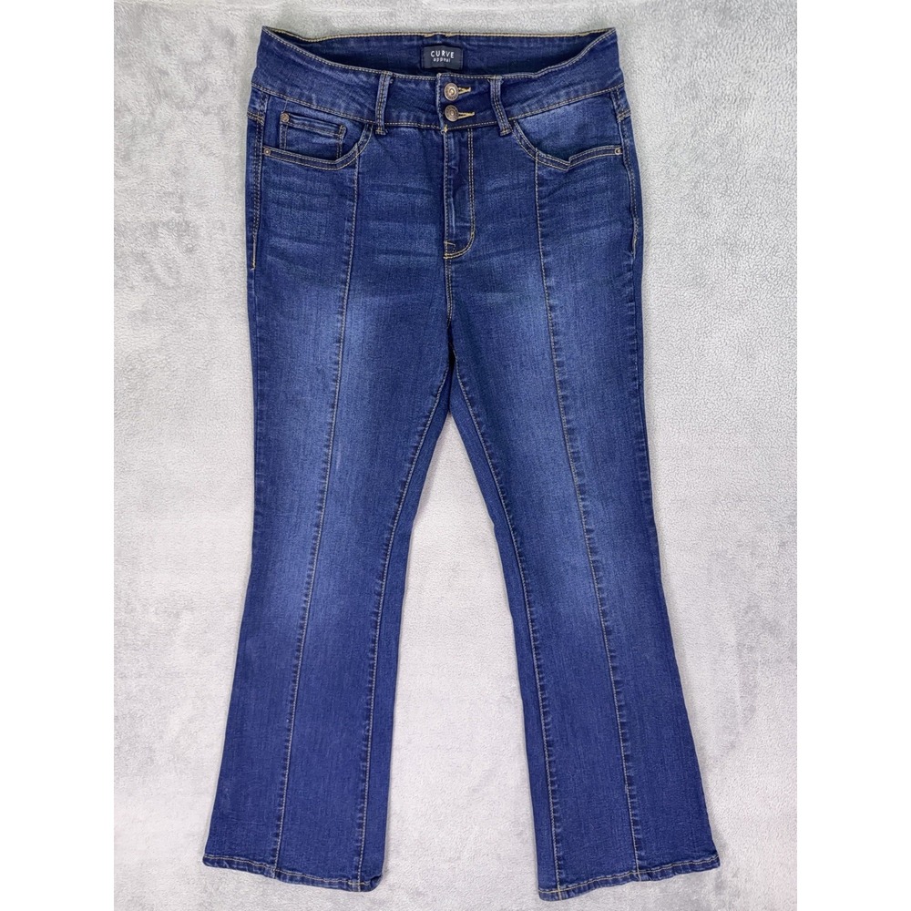 Curve Appeal Jeans Womens 10/30 Blue Bootcut Dark Wash High Rise Stretch